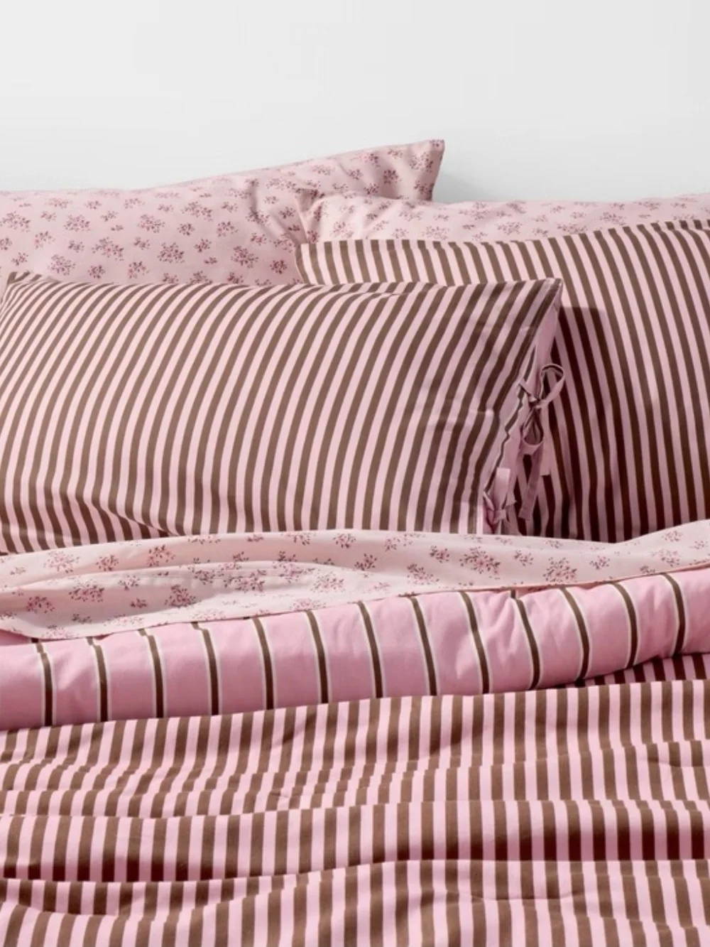 Target & Hollister Pink and Brown Striped Conforter And Shams